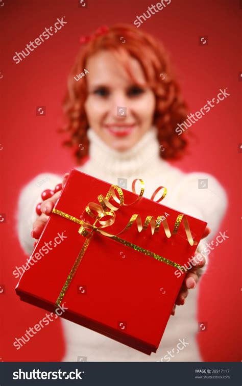 Funny Redhead Woman Bright Red Present Stock Photo Shutterstock