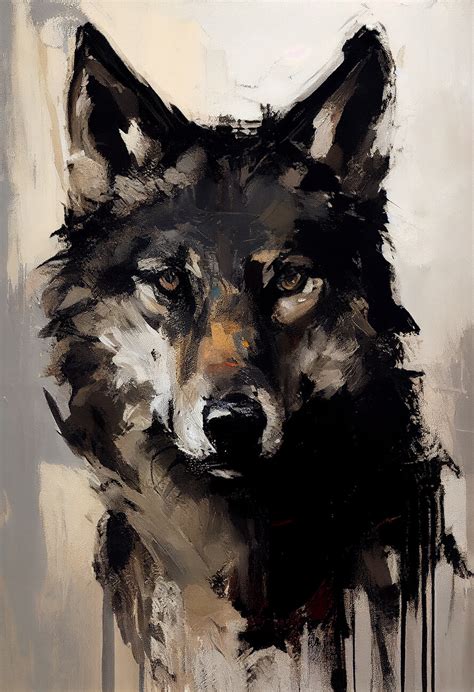 Wall Art Print Wolf Painting Neutral Colors Nr 1 Europosters