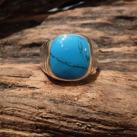 Large Mens Ring Mexico Sterling Silver Mens Turquoise Ring Heavy