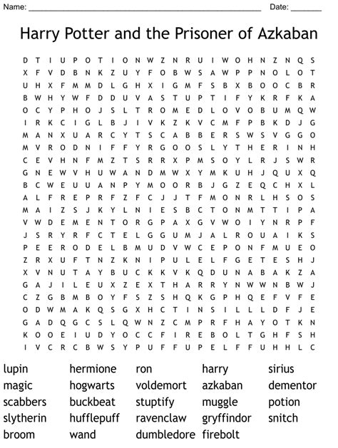 Harry Potter Word Search Harry Potter Word Search Fre