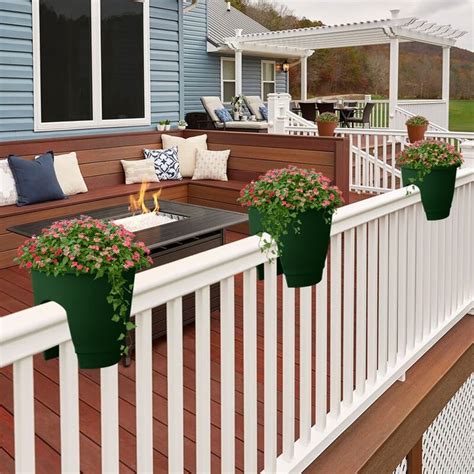 This railing planter fits a 2 x 4 inch or 2 x 6 inch. Plastic Railing Planter in 2020 | Railing planters, Deck ...