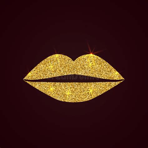 Sparkling Olden Lips On Dark Background Shiny Gold Glitter Lip Icon
