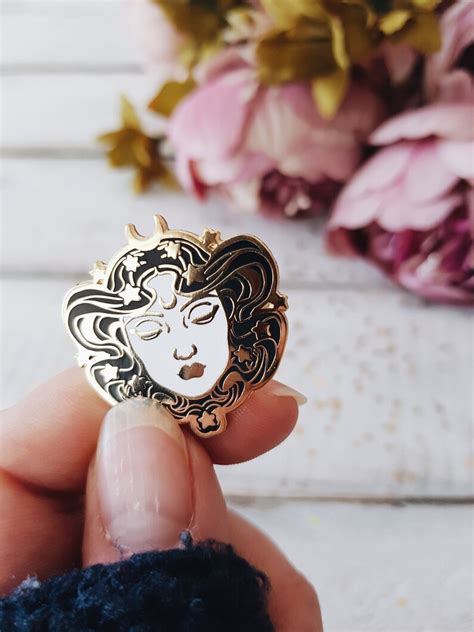 urania pin art nouveau hard enamel medusa dollmaker goddess etsy