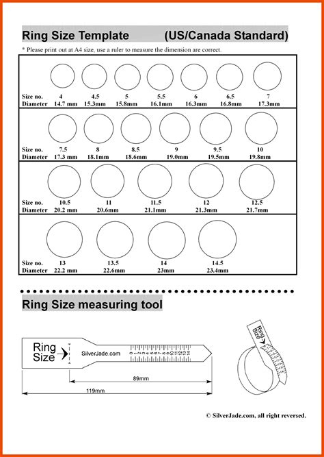 Nifty Printable Ring Sizes Ruby Website
