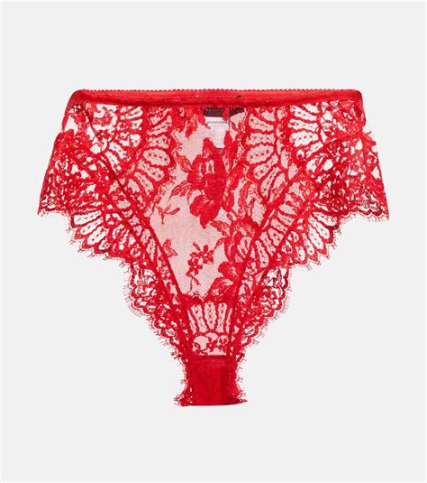 High Rise Lace Briefs In Red Dolce Gabbana Mytheresa