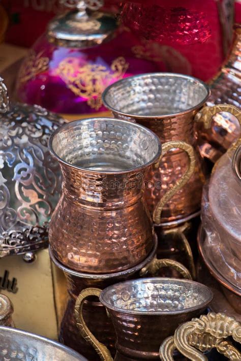 Metal Mugs Made In The Old Ottoman Style Stock Photo Image Of Drink