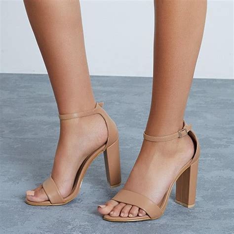 I Saw It First Nude Block Heel Barely There Heeled Sandals I Saw