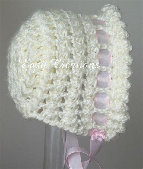 Crochet Pattern Baby Bonnet Ruffle Star Stitch Hat Baby Babies