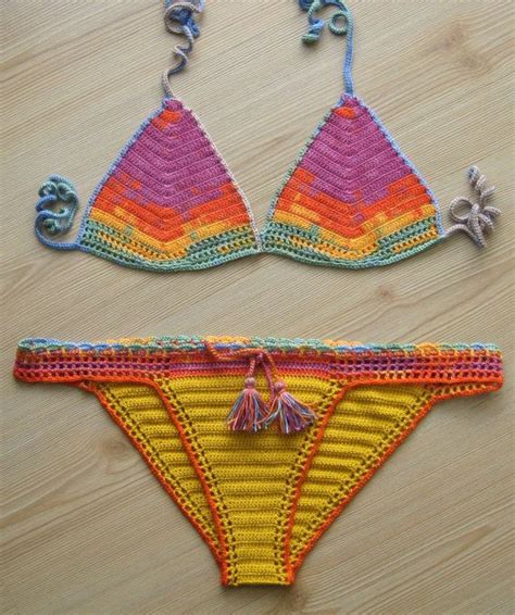 Crochet Colorful Sexy Bikini St Class Materials Were Made With The