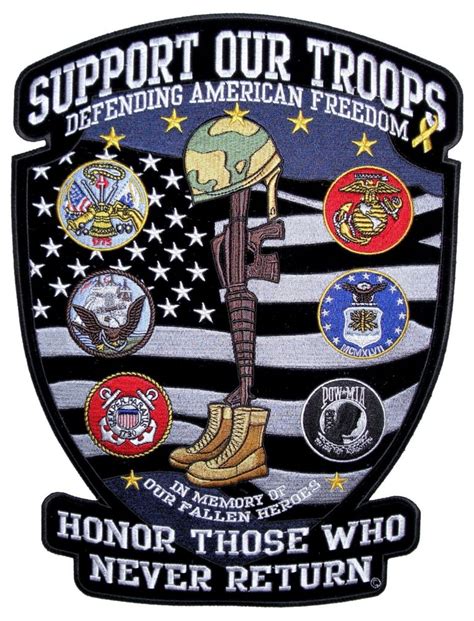 Patriotic Support Our Troops Military Embroidered Biker Patch Leather