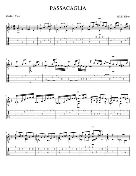 Passacaglia Sheet Music For Guitar Solo