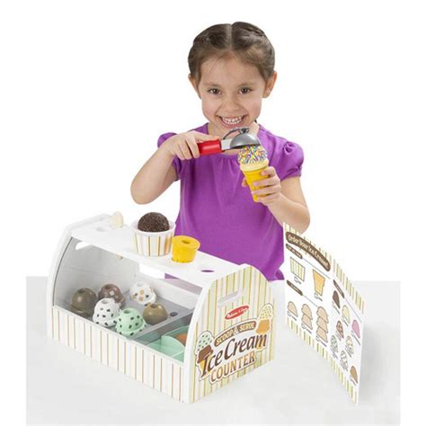 Melissa And Doug Scoop And Serve Ice Cream Counter Wooden Toy Play Set