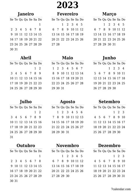 Calendario Brasil 2023