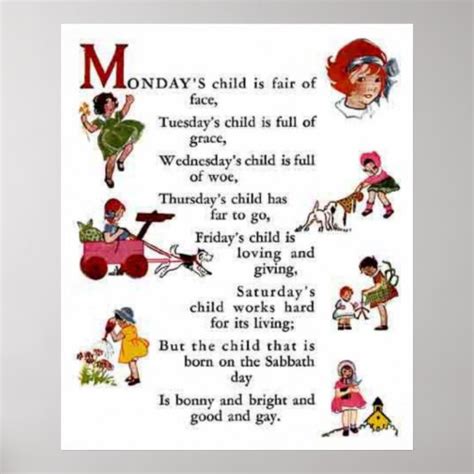 Mondays Child Poem Poster Zazzle
