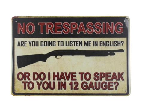No Trespassing Gun Tin Metal Sign 0053a Metal Tin