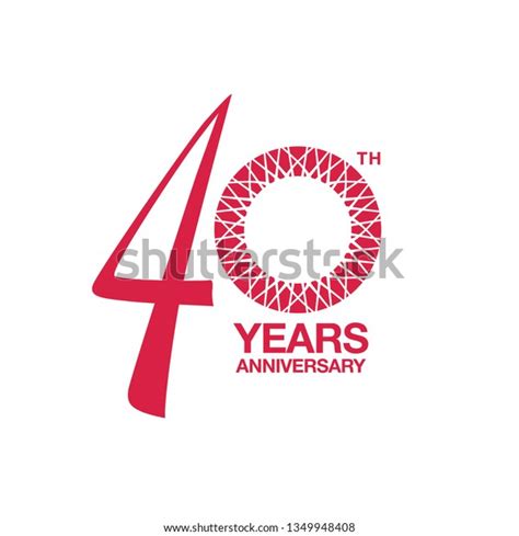 40th Anniversary Emblem Fortieth Years Anniversary Stock Vector