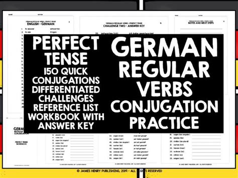 German Regular Verbs Perfect Tense Conjugation Drills Teaching Resources