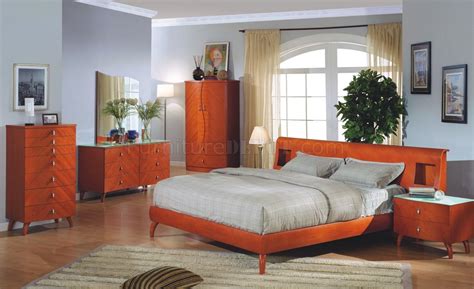 Cherry wood queen bedroom decoration sets sets | cherry. Cherry Finish Contemporary Bedroom Set w/Optional Case Goods