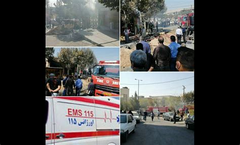 حادثه آتش‌سوزی شبکه گاز شهری به‌علت حفاری در بلوار شاهد منطقه گیلاوند