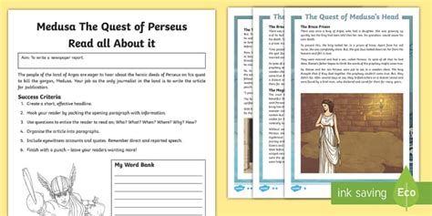 Medusa The Quest Of Perseus Writing Worksheet Worksheet