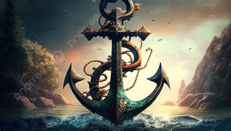 Anchor With Flowers Background