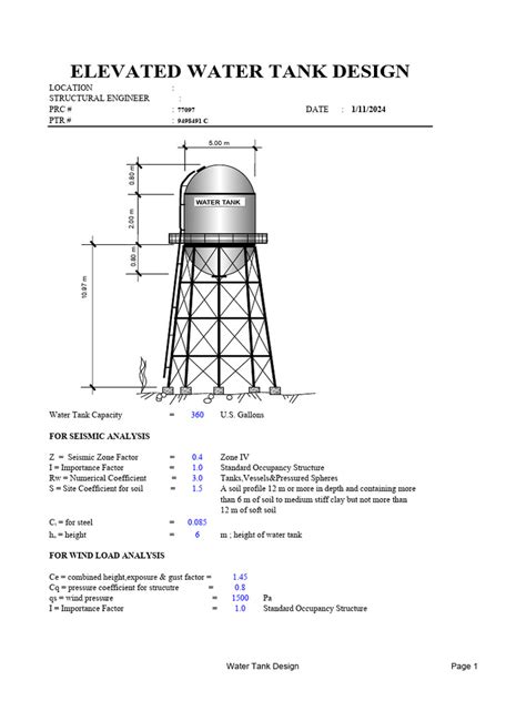 Elevated Water Tank Design Pdf Beam Structure Pascal Unit