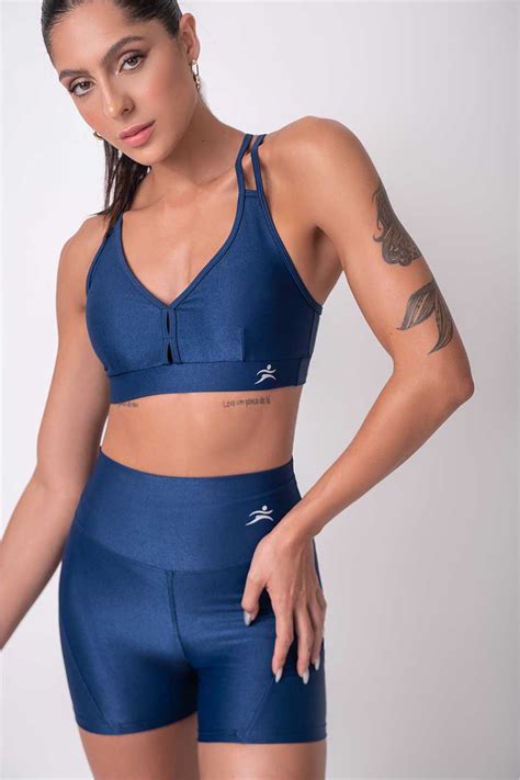 Cami Navy Shorts And Bra Set Fitnessee