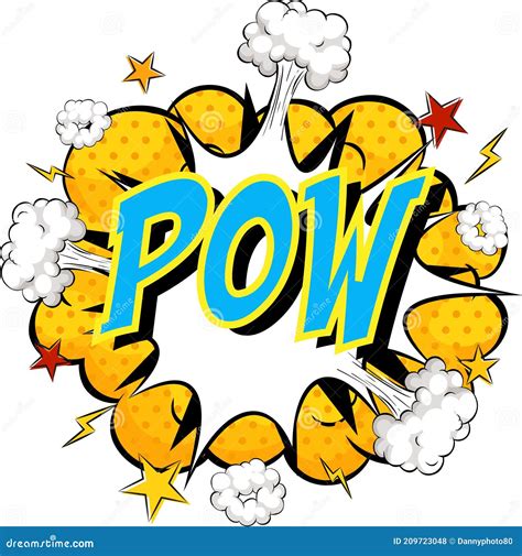 Word Pow On Comic Cloud Explosion Background Stock Vector