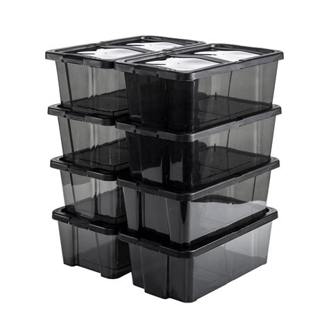 Black Clear Shoe Boxes Stackable Plastic Toy Storage Box Set Organiser