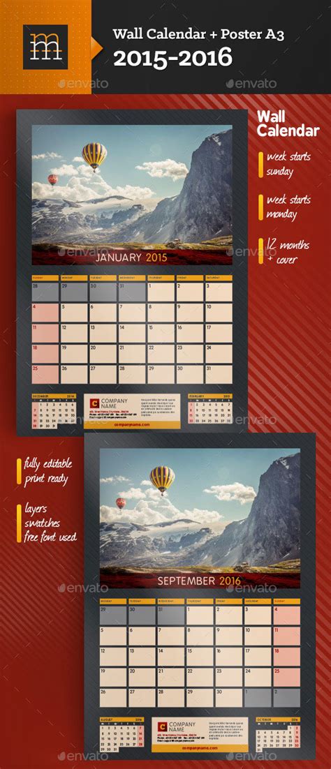 Kickstart 2016 With A Creative Monthly Calendar Template