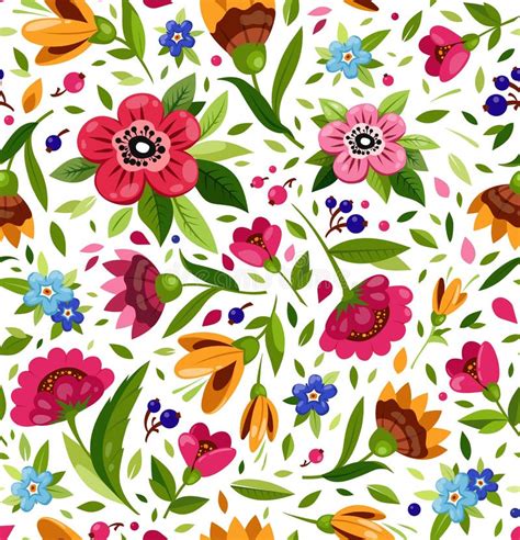 Floral Seamless Background Bright Flower Pattern Stock Illustrations