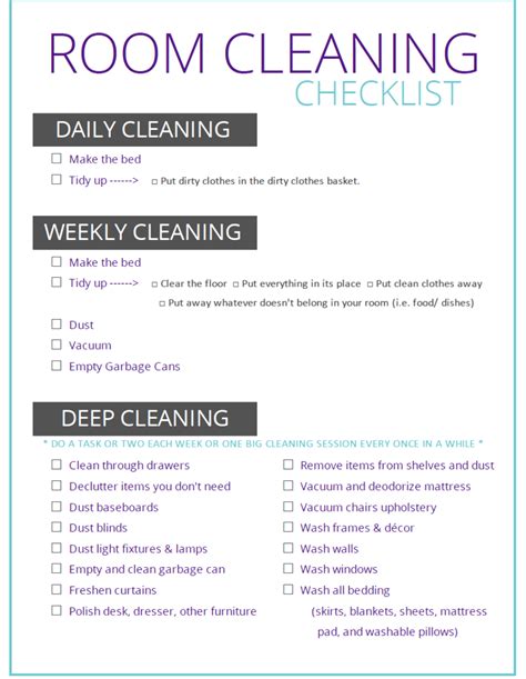 Cleaning Room Checklist Cleaning My Room Household Cleaning Tips
