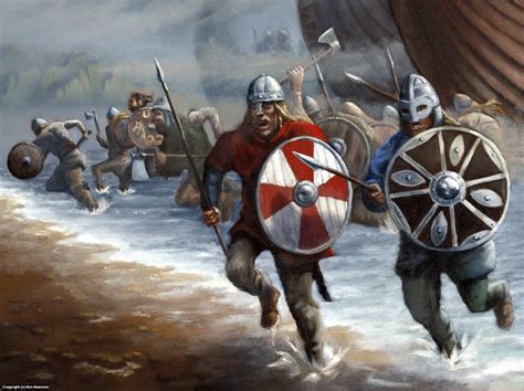 Viking Raiders Charging Into A Beach Viking Art Vikings Norse