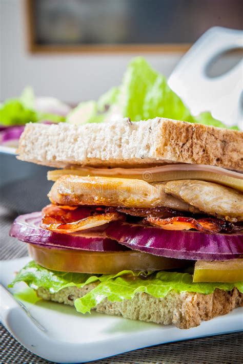 Chicken Sanwich Stock Image Image Of Plate Snack Delicious 36615143