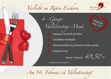 4 Gänge Valentinstags Menü Im Roten Einhorn Hotel Restaurant Rotes Einhorn Düren