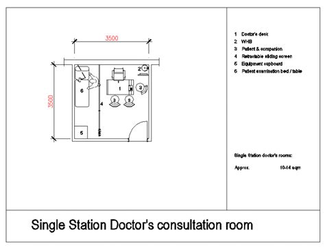 Single Station Doctors Consulting Room Furniture Block Details Dwg