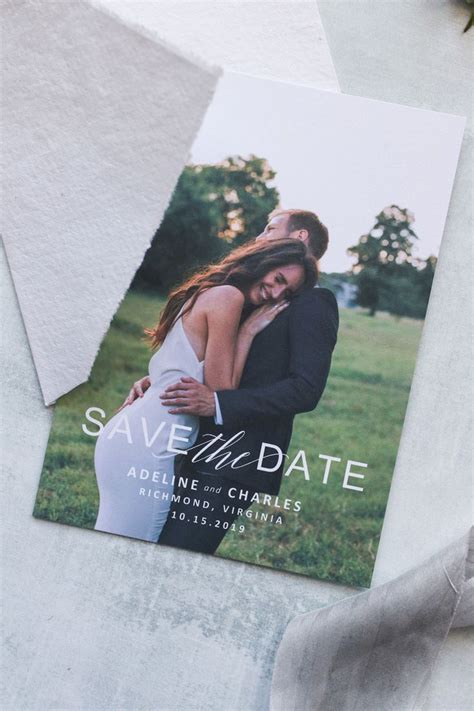 A Save The Date Photo On Top Of A Wedding Card