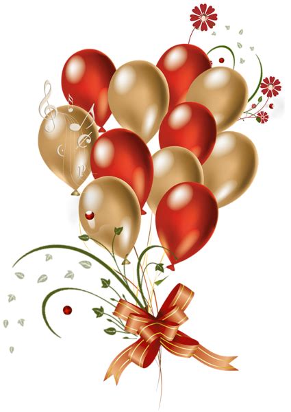 Transparent Red and Gold Balloons Clipart | Happy birthday wishes cards, Gold balloons, Balloons