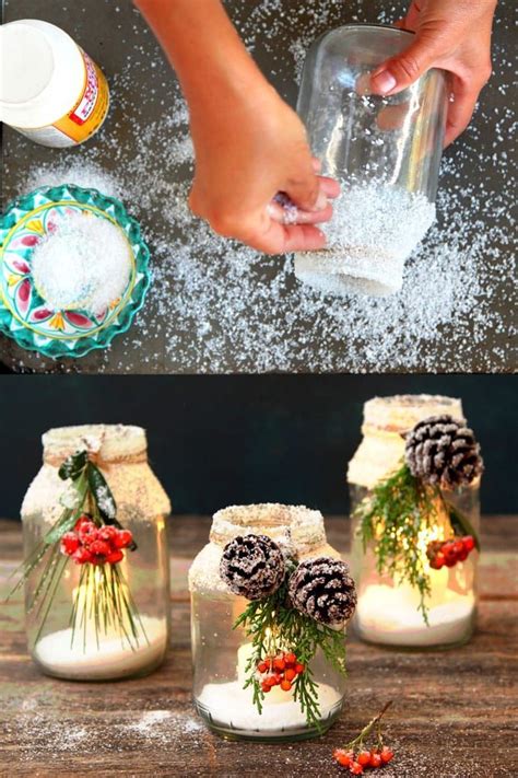 Snowy Diy Mason Jar Centerpieces 5 Minute 1 Decorations Christmas