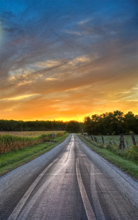 Country Road Sunset Captured The Colors Of The Sky While