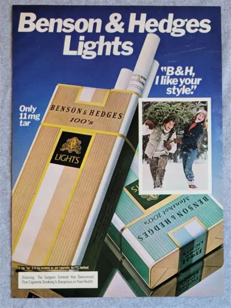1979 Magazine Advertisement Page Benson And Hedges Lights 100s Cigarettes