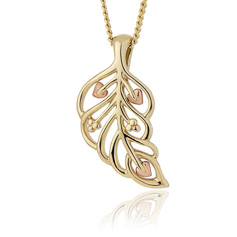 Clogau Debutante 9ct Yellow Gold Feather Necklace Dbfp C W Sellors