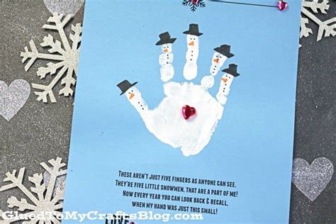 Handprint 5 Little Snowman Poem Keepsake Hand Print Snowman Snowman