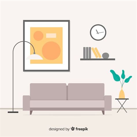 Premium Vector Modern Living Room Interior Design With Flat Design