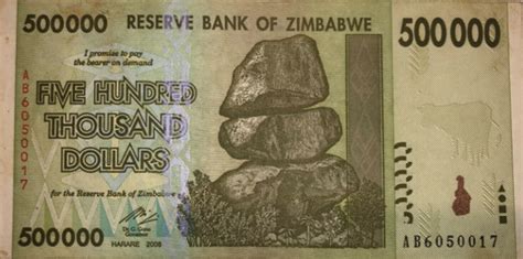 Zimbabwe 500 Thousand Dollar Banknote 2008 Circulated Used New