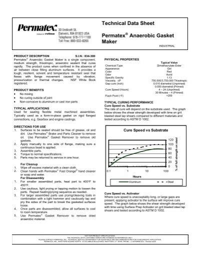 Technical Data Sheet Permatex Anaerobic Gasket Maker Devcon
