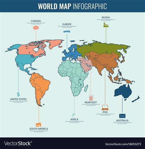 World Map Infographic Template All Countries Are Vector Image