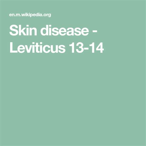 Skin disease - Leviticus 13-14 | Skin diseases, Disease, Skin