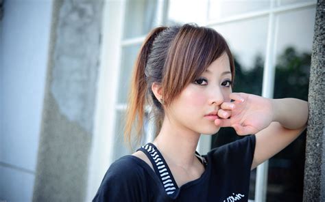 Japanese Girl Asian Eyes Look Window Hair Curls Brown Hair