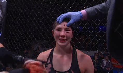 Julija stoliarenko (lithuania) vs lisa verzosa (usa) / юлия столяренко (литва) vs лиза верзоса (сша). MMA bloodied canvas labelled a 'crime scene' by horrified ...